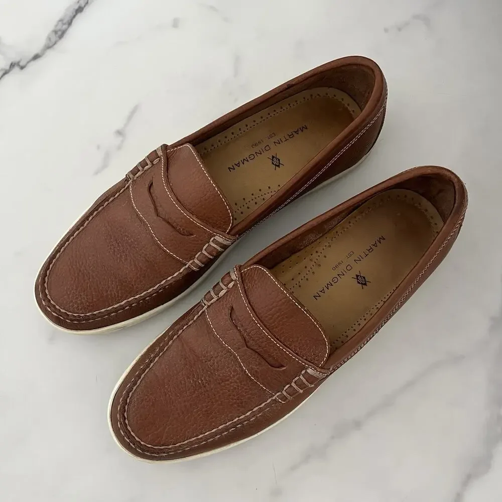 Martin Dingman Brown Leather Loafers size 8.5